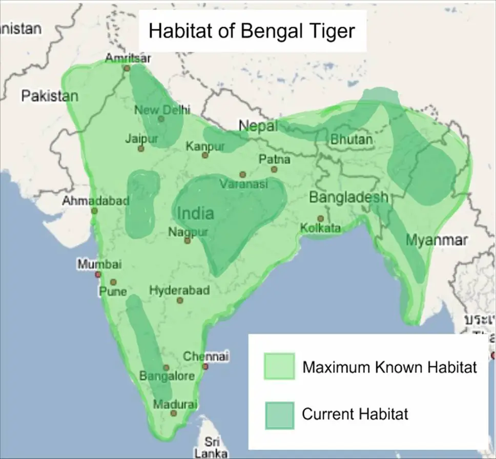 Bengal Tiger Habitat Map